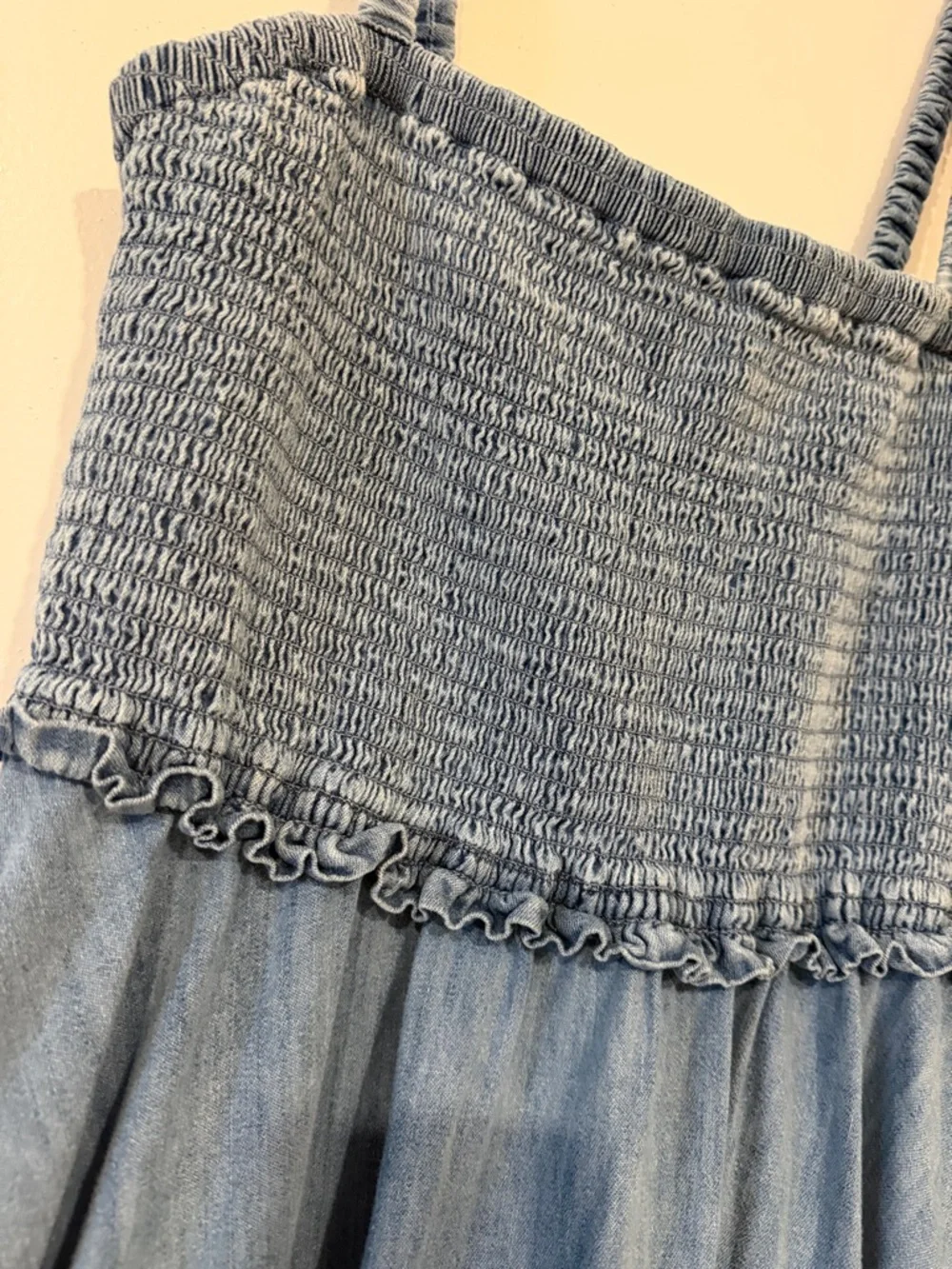 GAP Blue Denim Smocked Sundress with Handkerchief Hem - Picture 3 of 3